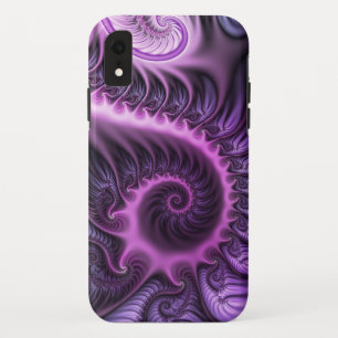 Vivid Abstract Cool Pink Purple Fractal Art Spiral iPhone XR Case
