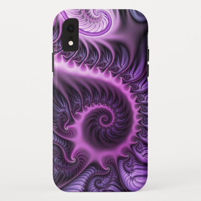 Vivid Abstract Cool Pink Purple Fractal Art Spiral Case-Mate iPhone Case (Back)