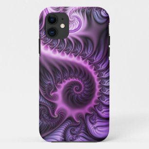 Vivid Abstract Cool Pink Purple Fractal Art Spiral iPhone 11 Case