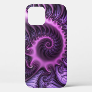 Vivid Abstract Cool Pink Purple Fractal Art Spiral iPhone 12 Case