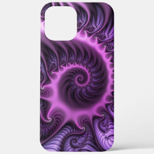 Vivid Abstract Cool Pink Purple Fractal Art Spiral iPhone 12 Pro Max Case