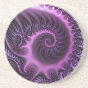 Vivid Abstract Cool Pink Purple Fractal Art Spiral Coaster