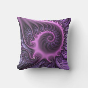 Vivid Abstract Cool Pink Purple Fractal Art Spiral Cushion