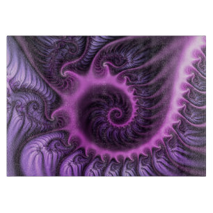 Vivid Abstract Cool Pink Purple Fractal Art Spiral Cutting Board