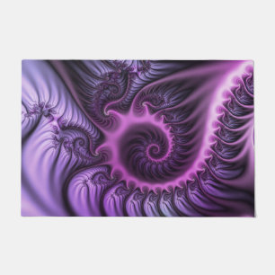 Vivid Abstract Cool Pink Purple Fractal Art Spiral Doormat