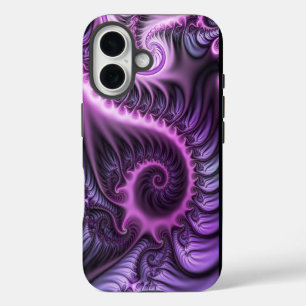 Vivid Abstract Cool Pink Purple Fractal Art Spiral iPhone 16 Case