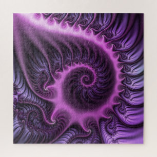 Vivid Abstract Cool Pink Purple Fractal Art Spiral Jigsaw Puzzle
