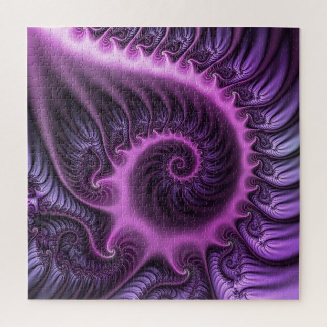 Vivid Abstract Cool Pink Purple Fractal Art Spiral Jigsaw Puzzle (Vertical)