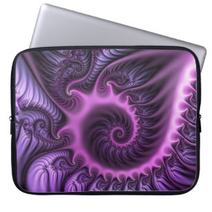 Vivid Abstract Cool Pink Purple Fractal Art Spiral Laptop Sleeve