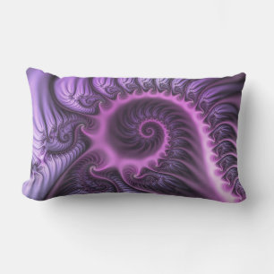 Vivid Abstract Cool Pink Purple Fractal Art Spiral Lumbar Cushion