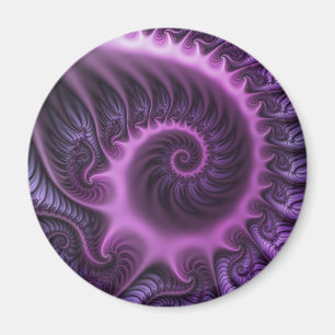 Vivid Abstract Cool Pink Purple Fractal Art Spiral Magnet