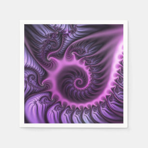 Vivid Abstract Cool Pink Purple Fractal Art Spiral Napkin
