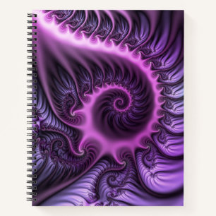 Vivid Abstract Cool Pink Purple Fractal Art Spiral Notebook