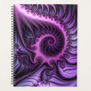 Vivid Abstract Cool Pink Purple Fractal Art Spiral Planner