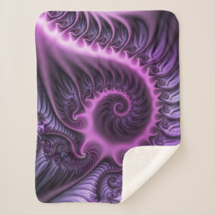 Vivid Abstract Cool Pink Purple Fractal Art Spiral Sherpa Blanket