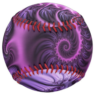 Vivid Abstract Cool Pink Purple Fractal Art Spiral Softball
