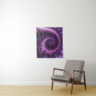 Vivid Abstract Cool Pink Purple Fractal Art Spiral Tapestry