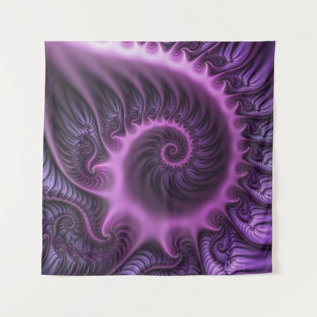 Vivid Abstract Cool Pink Purple Fractal Art Spiral Tapestry (Front)
