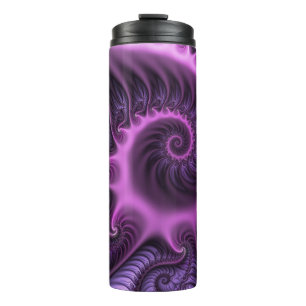 Vivid Abstract Cool Pink Purple Fractal Art Spiral Thermal Tumbler