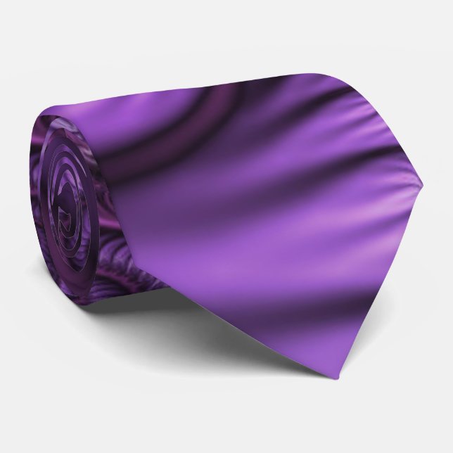 Vivid Abstract Cool Pink Purple Fractal Art Spiral Tie (Rolled)