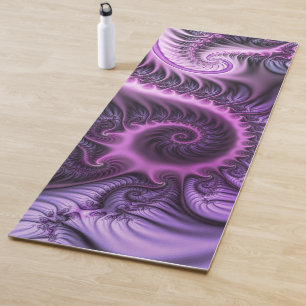 Vivid Abstract Cool Pink Purple Fractal Art Spiral Yoga Mat