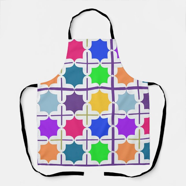 Vivid Abstract Geometric Pattern in Bold Colours Apron (Front)