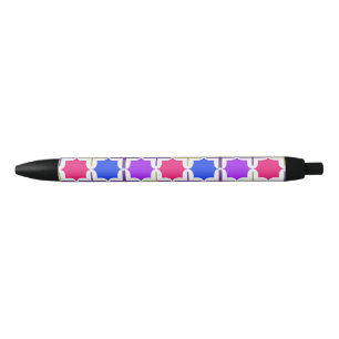 Vivid Abstract Geometric Pattern in Bold Colours Black Ink Pen