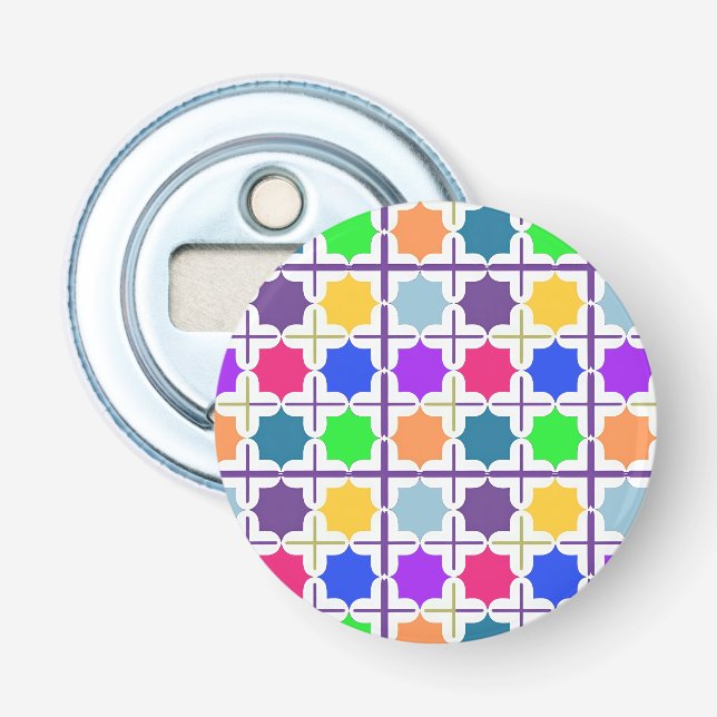 Vivid Abstract Geometric Pattern in Bold Colours Bottle Opener (Front)