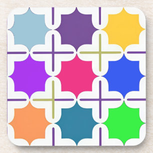Vivid Abstract Geometric Pattern in Bold Colours Coaster