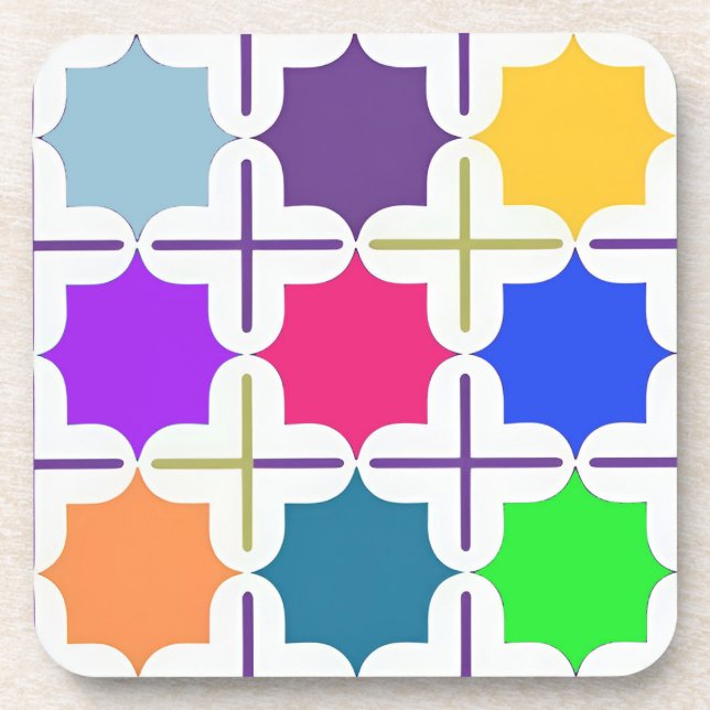 Vivid Abstract Geometric Pattern in Bold Colours Coaster (Front)