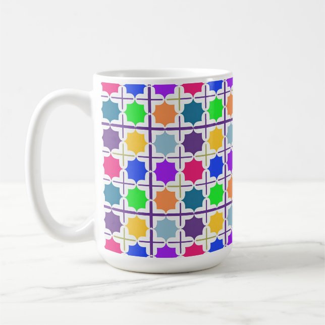 Vivid Abstract Geometric Pattern in Bold Colours Coffee Mug (Left)