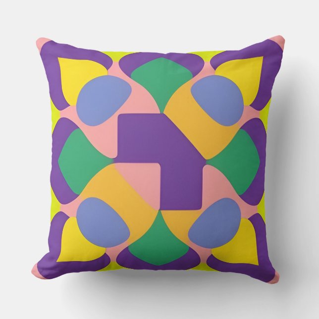 Vivid Abstract Geometric Pattern in Bold Colours Cushion (Front)
