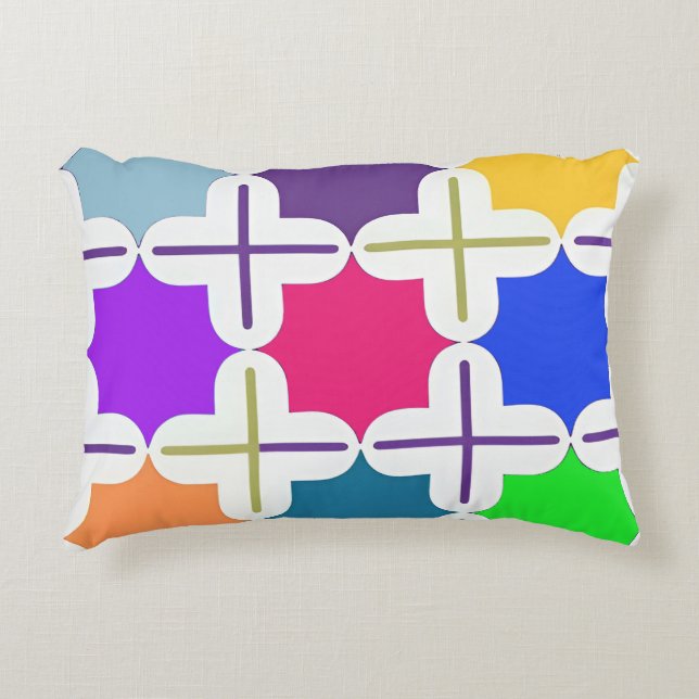 Vivid Abstract Geometric Pattern in Bold Colours Decorative Cushion (Front)