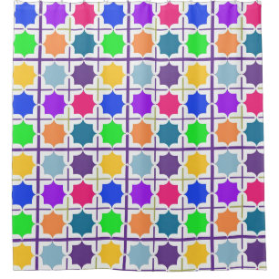 Vivid Abstract Geometric Pattern in Bold Colours Shower Curtain