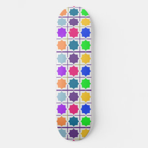 Vivid Abstract Geometric Pattern in Bold Colours Skateboard