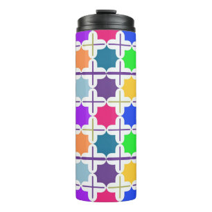 Vivid Abstract Geometric Pattern in Bold Colours Thermal Tumbler