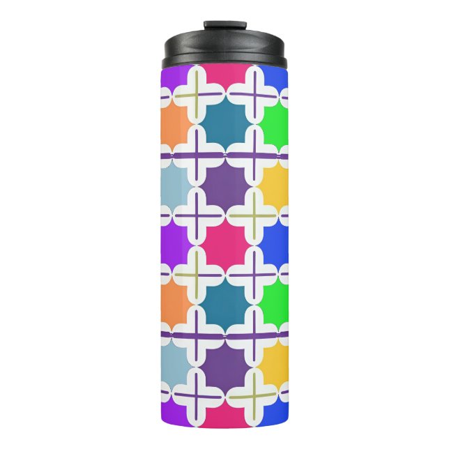 Vivid Abstract Geometric Pattern in Bold Colours Thermal Tumbler (Front)