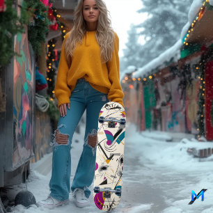 Vivid Abstract Geometric Skate Deck