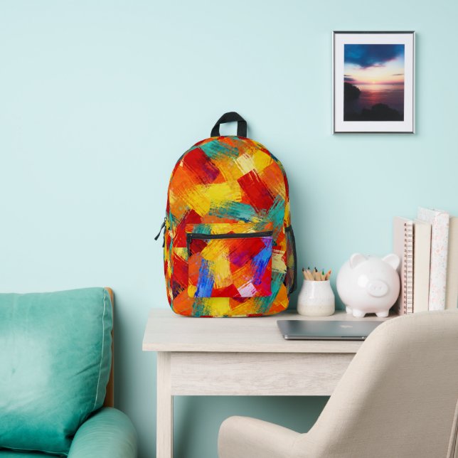 Vivid Abstract Paint Splash Backpack – Colourful  (Insitu)