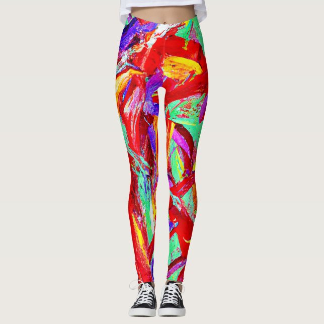 Vivid Abstract Pattern Leggings (Front)
