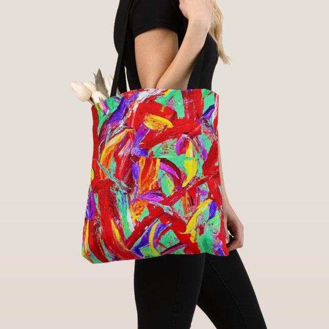 Vivid Abstract Pattern Tote Bag (Close Up)