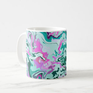 Vivid Abstract Swirl with Pink and Green Coffee Mug