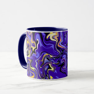 Vivid Abstract Swirl with Purple, Yellow, & Black Mug