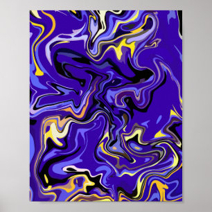 Vivid Abstract Swirl with Purple, Yellow, & Black Poster