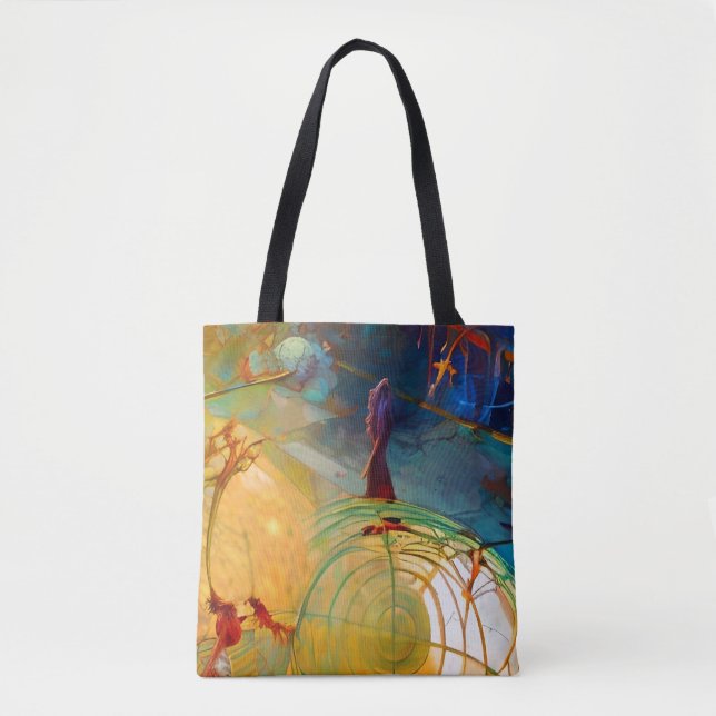 Vivid abstract with weird forms tote bag (Front)