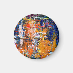 Vivid Abstraction – Oil Paint Chaos on Artist’s Pa Magnet