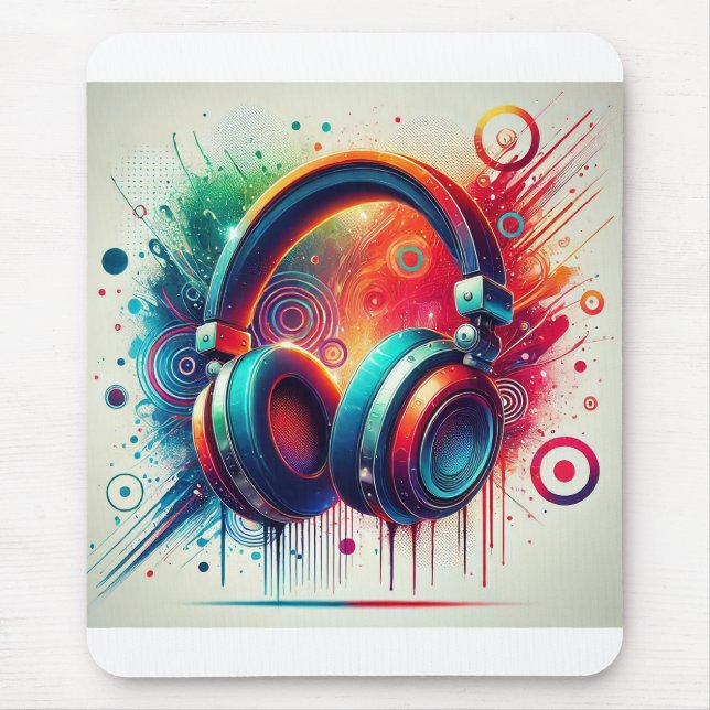 Vivid Artistic Headphones Mouse Pad (Front)