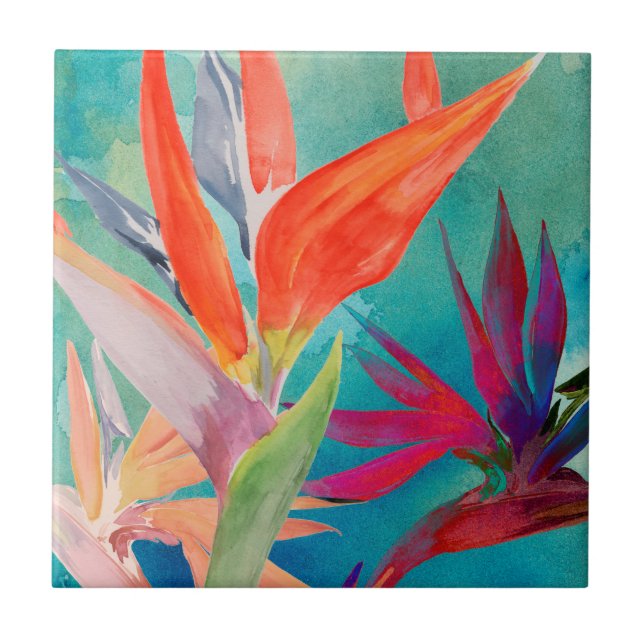 Vivid Birds of Paradise Ceramic Tile (Front)