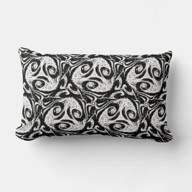 Vivid Black & White Abstract  Cosy Lumbar Cushion (Front)