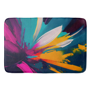 Vivid Bloom – Explosive Abstract Floral Energy Bath Mat